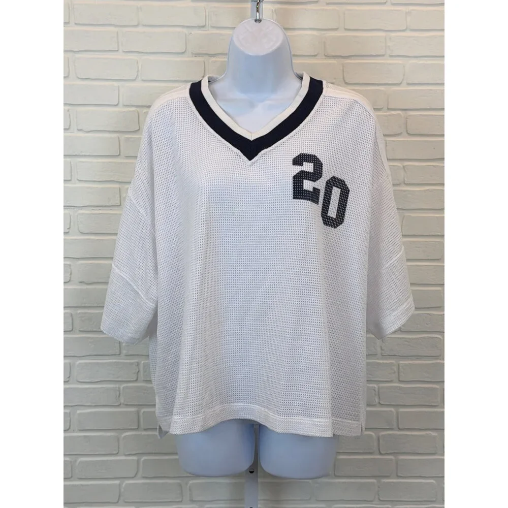 Offline by Aerie Manhattan New York Mesh Jersey Tee White XS